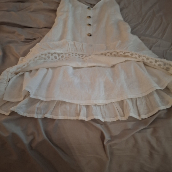 Express Women's White Eyelet With Button Detail Sundress - Picture 7 of 8